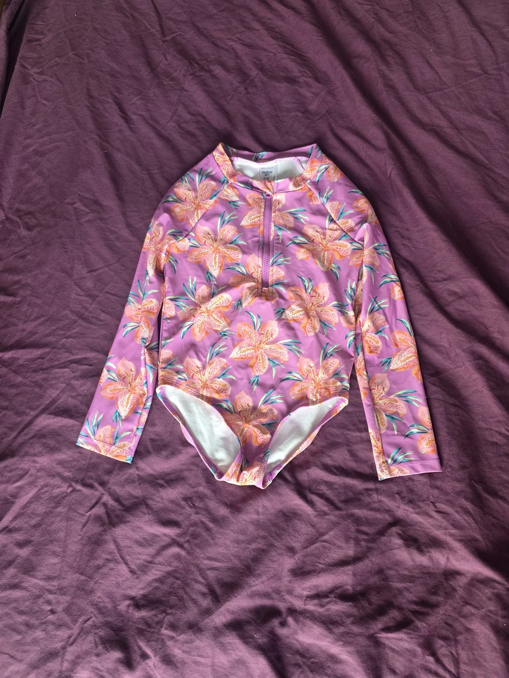 OshKosh B'gosh Pink Floral Long-Sleeve One-Piece Swimsuit